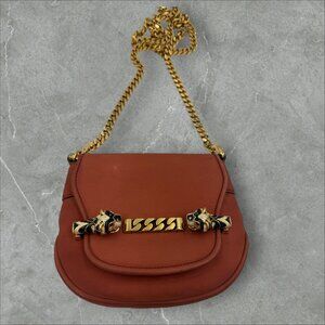 Gucci Tigrette Shoulder bag in Rust Suede with gold chain